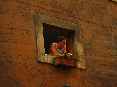 Italy Rome Man In Window